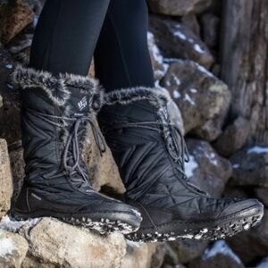 Columbia Black Minx MID III Santa Fe Calf Boot Fur LaceRubber Grey Steel Sz 7.5